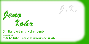 jeno kohr business card