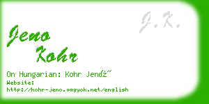 jeno kohr business card